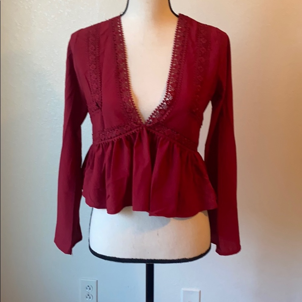 Embroidered Bell sleeve blouse